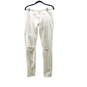 Dittos Womens Legging Low Rise Jeans White Ripped Knee Distressed Size 26 Skinny